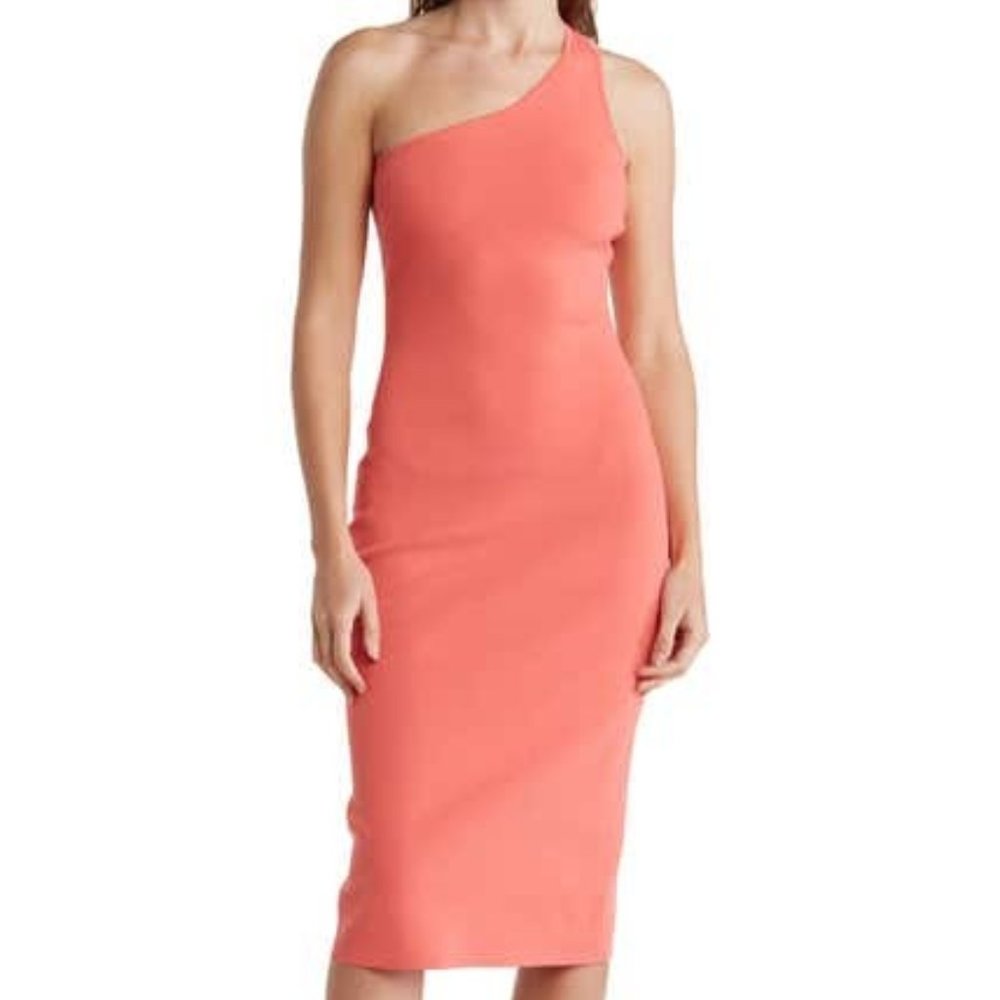 A.L.C. Colby Asymmetric Midi Dress Color Rouge (Pink, Coral, Orange) Sz Small - Picture 1 of 6